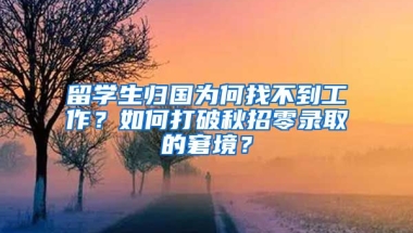 留学生归国为何找不到工作？如何打破秋招零录取的窘境？