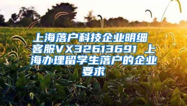 上海落户科技企业明细 客服VX32613691 上海办理留学生落户的企业要求