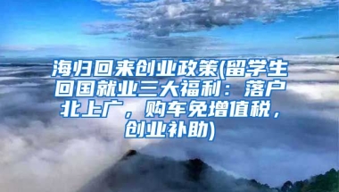 海归回来创业政策(留学生回国就业三大福利：落户北上广，购车免增值税，创业补助)