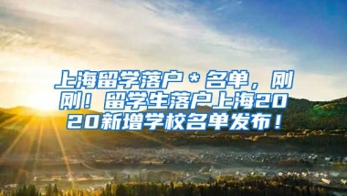 上海留学落户＊名单，刚刚！留学生落户上海2020新增学校名单发布！