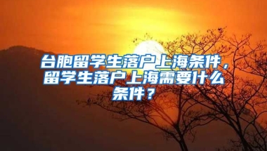 台胞留学生落户上海条件，留学生落户上海需要什么条件？