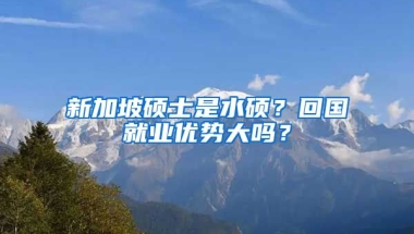 新加坡硕士是水硕？回国就业优势大吗？