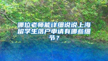 哪位老师能详细说说上海留学生落户申请有哪些细节？