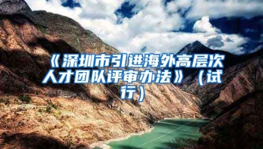 《深圳市引进海外高层次人才团队评审办法》（试行）