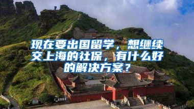 现在要出国留学，想继续交上海的社保，有什么好的解决方案？