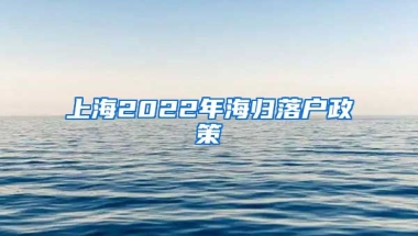 上海2022年海归落户政策