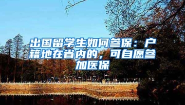 出国留学生如何参保：户籍地在省内的，可自愿参加医保