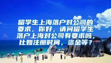 留学生上海落户对公司的要求，你好，请问留学生落户上海对公司有要求吗，比如注册时间，资金等？